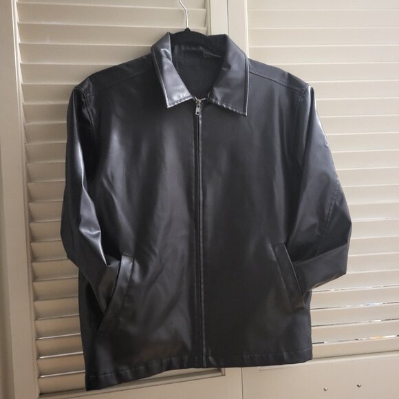 Penmans Black Vegan Leather Jacket Unisex Small - Picture 1 of 4